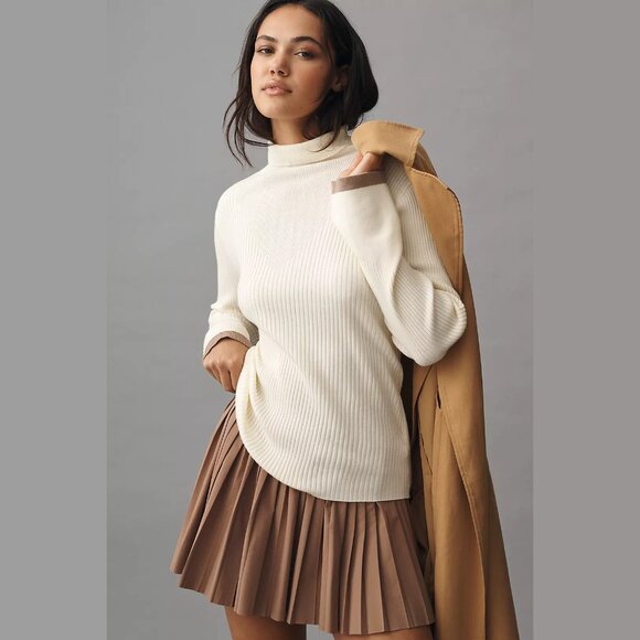 NEW Varley Size XL Ravena Rib-Knit Turtleneck Sweater - Egret - Picture 1 of 4
